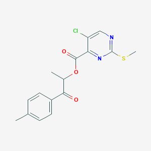 1-(4-Methylphenyl)-1-oxopropan-2-yl 5-chloro-2-(methylsulfanyl)pyrimidine-4-carboxylate