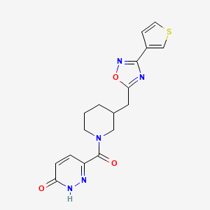 6-(3-((3-(thiophen-3-yl)-1,2,4-oxadiazol-5-yl)methyl)piperidine-1-carbonyl)pyridazin-3(2H)-one