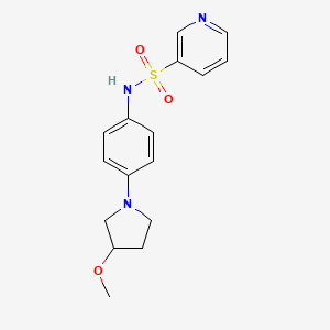 molecular formula C16H19N3O3S B2613196 N-[4-(3-Methoxypyrrolidin-1-YL)phenyl]pyridine-3-sulfonamide CAS No. 1798037-11-2