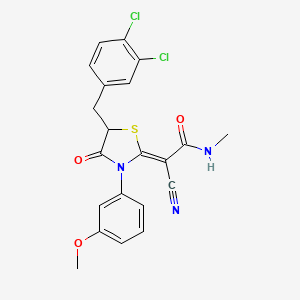 (Z)-2-cyano-2-(5-(3,4-dichlorobenzyl)-3-(3-methoxyphenyl)-4-oxothiazolidin-2-ylidene)-N-methylacetamide