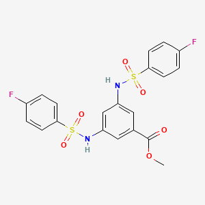 molecular formula C20H16F2N2O6S2 B2613233 Methyl 3,5-bis(4-fluorobenzenesulfonamido)benzoate CAS No. 380344-11-6