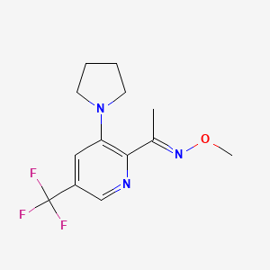molecular formula C13H16F3N3O B2613248 1-[3-(1-pyrrolidinyl)-5-(trifluoromethyl)-2-pyridinyl]-1-ethanone O-methyloxime CAS No. 866145-18-8