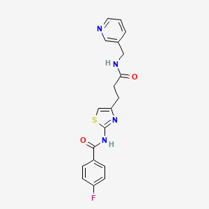 4-fluoro-N-(4-(3-oxo-3-((pyridin-3-ylmethyl)amino)propyl)thiazol-2-yl)benzamide
