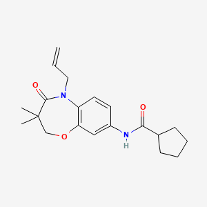 molecular formula C20H26N2O3 B2613252 N-(5-allyl-3,3-dimethyl-4-oxo-2,3,4,5-tetrahydrobenzo[b][1,4]oxazepin-8-yl)cyclopentanecarboxamide CAS No. 921524-75-6