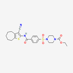 ethyl 4-((4-((3-cyano-5,6,7,8-tetrahydro-4H-cyclohepta[b]thiophen-2-yl)carbamoyl)phenyl)sulfonyl)piperazine-1-carboxylate
