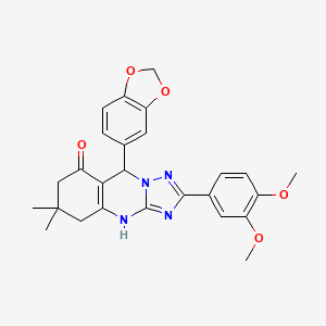 9-(benzo[d][1,3]dioxol-5-yl)-2-(3,4-dimethoxyphenyl)-6,6-dimethyl-5,6,7,9-tetrahydro-[1,2,4]triazolo[5,1-b]quinazolin-8(4H)-one