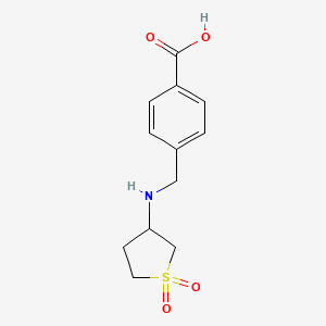 molecular formula C12H15NO4S B2613317 4-(((1,1-Dioxidotetrahydrothiophen-3-yl)amino)methyl)benzoic acid 