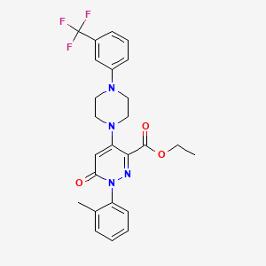 molecular formula C25H25F3N4O3 B2613318 ethyl 1-(2-methylphenyl)-6-oxo-4-{4-[3-(trifluoromethyl)phenyl]piperazin-1-yl}-1,6-dihydropyridazine-3-carboxylate CAS No. 922015-31-4