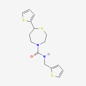 B2613327 7-(thiophen-2-yl)-N-(thiophen-2-ylmethyl)-1,4-thiazepane-4-carboxamide CAS No. 1705356-01-9