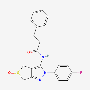 N-(2-(4-fluorophenyl)-5-oxido-4,6-dihydro-2H-thieno[3,4-c]pyrazol-3-yl)-3-phenylpropanamide