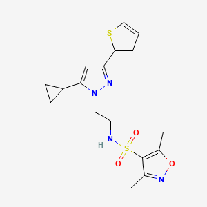 N-(2-(5-cyclopropyl-3-(thiophen-2-yl)-1H-pyrazol-1-yl)ethyl)-3,5-dimethylisoxazole-4-sulfonamide