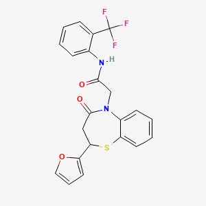 2-(2-(furan-2-yl)-4-oxo-3,4-dihydrobenzo[b][1,4]thiazepin-5(2H)-yl)-N-(2-(trifluoromethyl)phenyl)acetamide