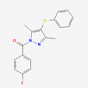 (3,5-dimethyl-4-(phenylthio)-1H-pyrazol-1-yl)(4-fluorophenyl)methanone