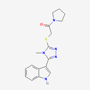 2-((5-(1H-indol-3-yl)-4-methyl-4H-1,2,4-triazol-3-yl)thio)-1-(pyrrolidin-1-yl)ethanone
