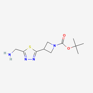 molecular formula C11H18N4O2S B2613413 Tert-butyl 3-[5-(aminomethyl)-1,3,4-thiadiazol-2-yl]azetidine-1-carboxylate CAS No. 2402828-76-4