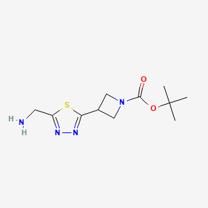 molecular formula C11H18N4O2S B2613413 Tert-butyl 3-(5-(aminomethyl)-1,3,4-thiadiazol-2-YL)azetidine-1-carboxylate CAS No. 2402828-76-4