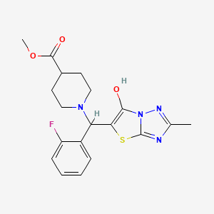 Methyl 1-((2-fluorophenyl)(6-hydroxy-2-methylthiazolo[3,2-b][1,2,4]triazol-5-yl)methyl)piperidine-4-carboxylate