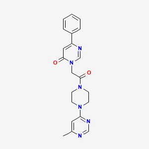 molecular formula C21H22N6O2 B2613421 3-(2-(4-(6-methylpyrimidin-4-yl)piperazin-1-yl)-2-oxoethyl)-6-phenylpyrimidin-4(3H)-one CAS No. 1396766-62-3