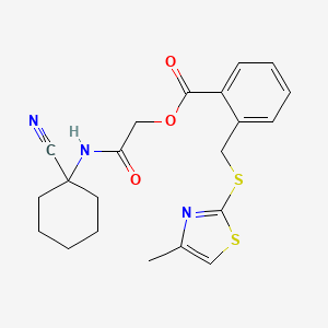 molecular formula C21H23N3O3S2 B2613435 [(1-Cyanocyclohexyl)carbamoyl]methyl 2-{[(4-methyl-1,3-thiazol-2-yl)sulfanyl]methyl}benzoate CAS No. 878076-29-0