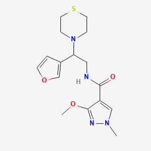 molecular formula C16H22N4O3S B2613444 N-(2-(furan-3-yl)-2-thiomorpholinoethyl)-3-methoxy-1-methyl-1H-pyrazole-4-carboxamide CAS No. 2034342-51-1