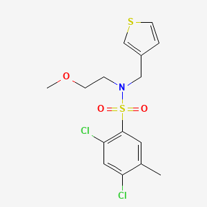 molecular formula C15H17Cl2NO3S2 B2613482 2,4-dichloro-N-(2-methoxyethyl)-5-methyl-N-(thiophen-3-ylmethyl)benzenesulfonamide CAS No. 1219911-98-4