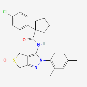 molecular formula C25H26ClN3O2S B2613485 1-(4-chlorophenyl)-N-(2-(2,4-dimethylphenyl)-5-oxido-4,6-dihydro-2H-thieno[3,4-c]pyrazol-3-yl)cyclopentanecarboxamide CAS No. 1020246-08-5