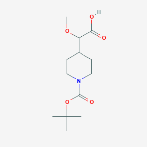 molecular formula C13H23NO5 B2613502 2-Methoxy-2-[1-[(2-methylpropan-2-yl)oxycarbonyl]piperidin-4-yl]acetic acid CAS No. 1893601-72-3