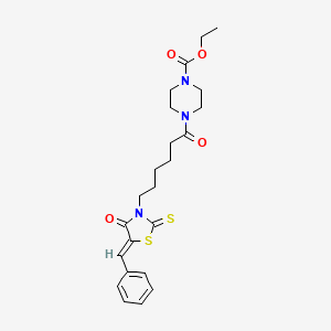 (Z)-ethyl 4-(6-(5-benzylidene-4-oxo-2-thioxothiazolidin-3-yl)hexanoyl)piperazine-1-carboxylate