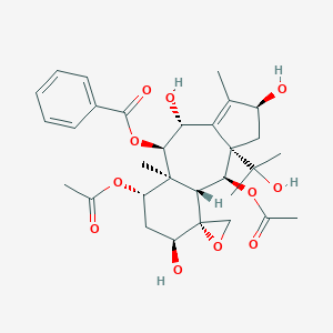molecular formula C31H40O11 B026136 [(2S,4R,5R,5aS,6S,8S,9R,9aR,10S,10aS)-6,10-diacetyloxy-2,4,8-trihydroxy-10a-(2-hydroxypropan-2-yl)-3,5a-dimethylspiro[2,4,5,6,7,8,9a,10-octahydro-1H-benzo[f]azulene-9,2'-oxirane]-5-yl] benzoate CAS No. 227011-48-5