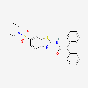 molecular formula C25H25N3O3S2 B2613601 N-[6-(diethylsulfamoyl)-1,3-benzothiazol-2-yl]-2,2-diphenylacetamide CAS No. 691366-82-2