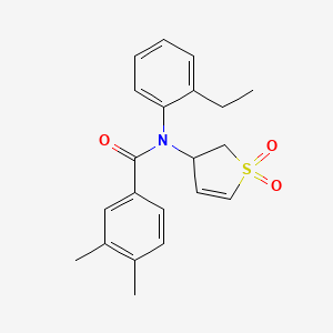 molecular formula C21H23NO3S B2613605 N-(1,1-dioxido-2,3-dihydrothiophen-3-yl)-N-(2-ethylphenyl)-3,4-dimethylbenzamide CAS No. 863444-10-4
