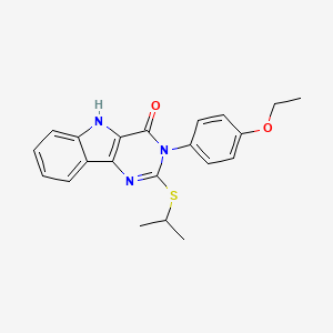 molecular formula C21H21N3O2S B2613637 3-(4-ethoxyphenyl)-2-(propan-2-ylsulfanyl)-3H,4H,5H-pyrimido[5,4-b]indol-4-one CAS No. 536710-28-8