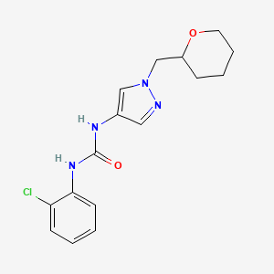 molecular formula C16H19ClN4O2 B2613660 1-(2-氯苯基)-3-(1-((四氢-2H-吡喃-2-基)甲基)-1H-吡唑-4-基)脲 CAS No. 2034229-93-9