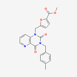 molecular formula C22H19N3O5 B2613662 methyl 5-((3-(4-methylbenzyl)-2,4-dioxo-3,4-dihydropyrido[3,2-d]pyrimidin-1(2H)-yl)methyl)furan-2-carboxylate CAS No. 921841-68-1
