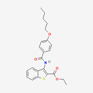 molecular formula C23H25NO4S B2613665 Ethyl 3-(4-(pentyloxy)benzamido)benzo[b]thiophene-2-carboxylate CAS No. 477556-45-9