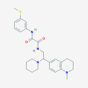 molecular formula C26H34N4O2S B2613692 N-[2-(1-methyl-1,2,3,4-tetrahydroquinolin-6-yl)-2-(piperidin-1-yl)ethyl]-N'-[3-(methylsulfanyl)phenyl]ethanediamide CAS No. 922092-59-9