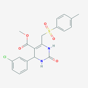 molecular formula C20H19ClN2O5S B2613801 methyl 4-(3-chlorophenyl)-6-[(4-methylbenzenesulfonyl)methyl]-2-oxo-1,2,3,4-tetrahydropyrimidine-5-carboxylate CAS No. 900012-46-6