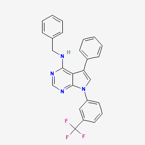 molecular formula C26H19F3N4 B2613894 N-benzyl-5-phenyl-7-[3-(trifluoromethyl)phenyl]-7H-pyrrolo[2,3-d]pyrimidin-4-amine CAS No. 477236-48-9