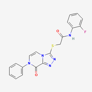 molecular formula C19H14FN5O2S B2613948 N-(2-fluorophenyl)-2-({8-oxo-7-phenyl-7H,8H-[1,2,4]triazolo[4,3-a]pyrazin-3-yl}sulfanyl)acetamide CAS No. 1242980-91-1