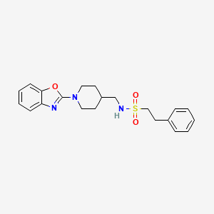 molecular formula C21H25N3O3S B2613958 N-((1-(benzo[d]oxazol-2-yl)piperidin-4-yl)methyl)-2-phenylethanesulfonamide CAS No. 1797952-18-1