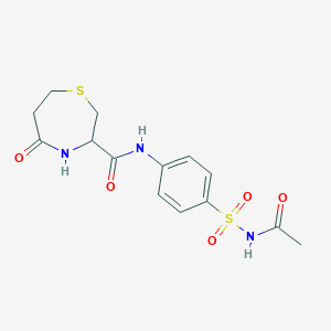 N-(4-(N-acetylsulfamoyl)phenyl)-5-oxo-1,4-thiazepane-3-carboxamide