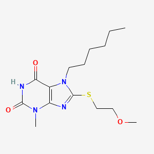 7-Hexyl-8-(2-methoxyethylsulfanyl)-3-methylpurine-2,6-dione