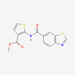 molecular formula C14H10N2O3S2 B2614049 Methyl 2-(benzo[d]thiazole-6-carboxamido)thiophene-3-carboxylate CAS No. 864940-39-6