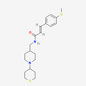 (E)-3-(4-(methylthio)phenyl)-N-((1-(tetrahydro-2H-thiopyran-4-yl)piperidin-4-yl)methyl)acrylamide