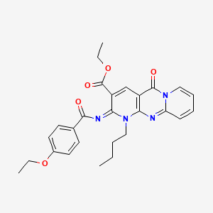 molecular formula C27H28N4O5 B2614109 ethyl 7-butyl-6-(4-ethoxybenzoyl)imino-2-oxo-1,7,9-triazatricyclo[8.4.0.03,8]tetradeca-3(8),4,9,11,13-pentaene-5-carboxylate CAS No. 534567-61-8