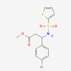 molecular formula C14H14BrNO4S2 B2614113 Methyl 3-(4-bromophenyl)-3-[(2-thienylsulfonyl)amino]propanoate CAS No. 383148-25-2