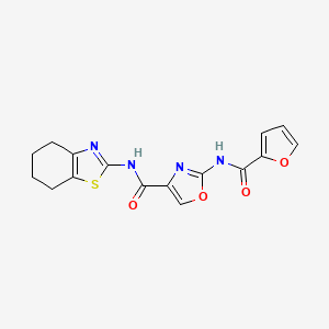 molecular formula C16H14N4O4S B2614174 2-(furan-2-amido)-N-(4,5,6,7-tetrahydro-1,3-benzothiazol-2-yl)-1,3-oxazole-4-carboxamide CAS No. 1286721-16-1