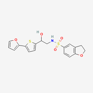 molecular formula C18H17NO5S2 B2614247 N-{2-[5-(furan-2-yl)thiophen-2-yl]-2-hydroxyethyl}-2,3-dihydro-1-benzofuran-5-sulfonamide CAS No. 2319851-30-2