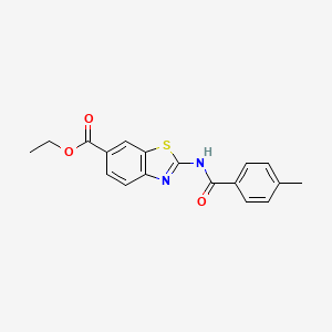 molecular formula C18H16N2O3S B2614328 Ethyl 2-(4-methylbenzamido)benzo[d]thiazole-6-carboxylate CAS No. 888409-27-6
