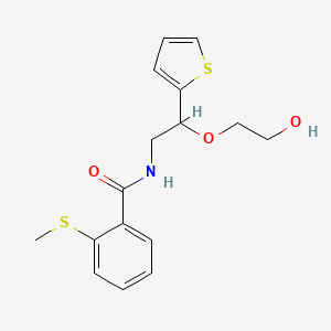 molecular formula C16H19NO3S2 B2614337 N-(2-(2-hydroxyethoxy)-2-(thiophen-2-yl)ethyl)-2-(methylthio)benzamide CAS No. 2034313-07-8